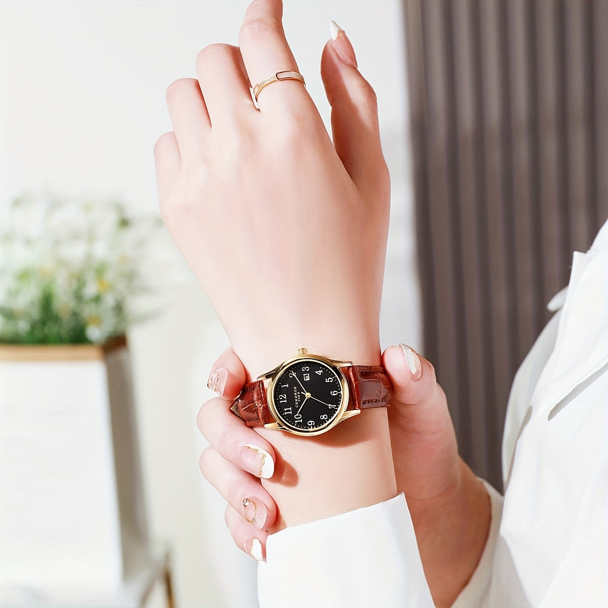 Olvoria | Elegant Women's Watch - Square Clock with Faux Leather Strap | Perfect Gift for Her