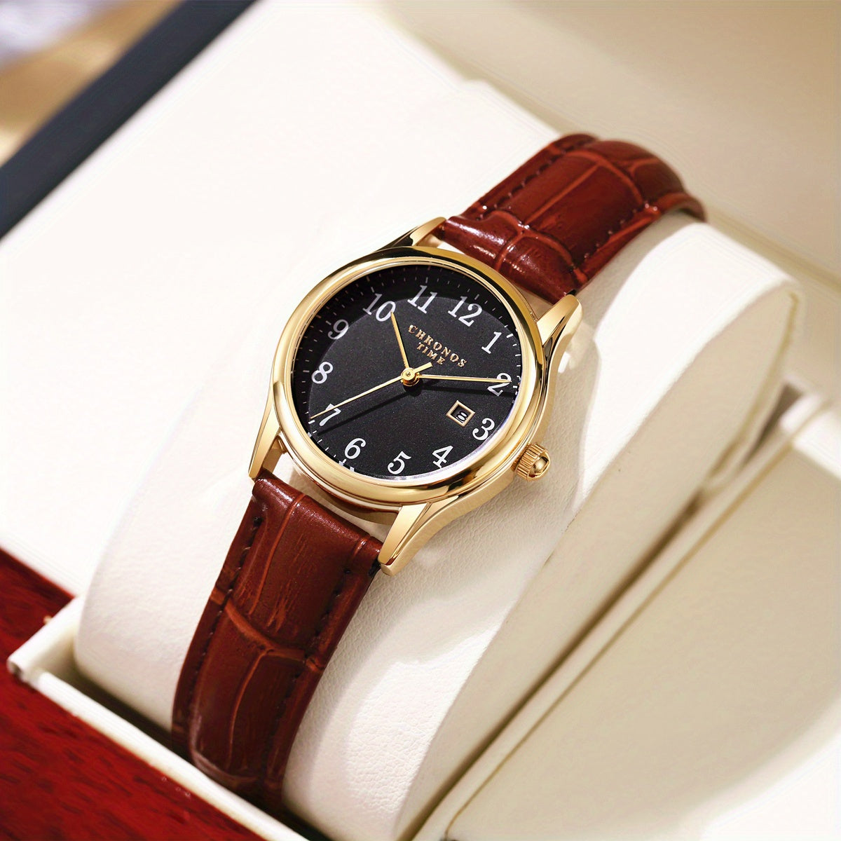 Olvoria | Elegant Women's Watch - Square Clock with Faux Leather Strap | Perfect Gift for Her