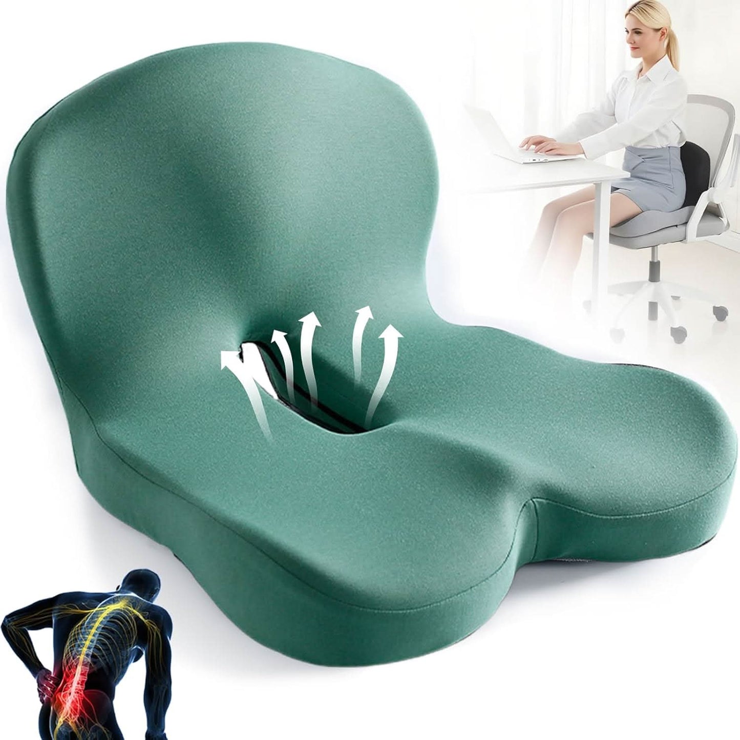 Olvoria | Ergonomic Seat Cushion with Lumbar Support