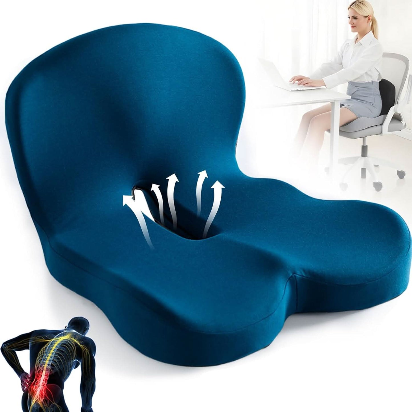 Olvoria | Ergonomic Seat Cushion with Lumbar Support
