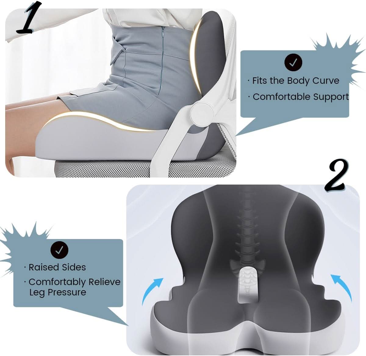 Olvoria | Ergonomic Seat Cushion with Lumbar Support