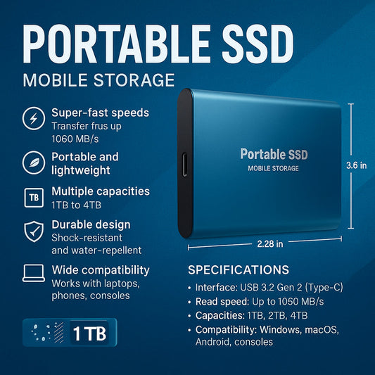 Olvoria | External SSD Hard Drive Aluminum Portable Storage 128GB