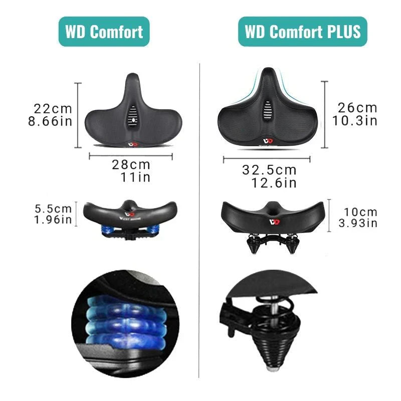 Olvoria | Extra Wide Bicycle Saddle with Dual Spring Suspension