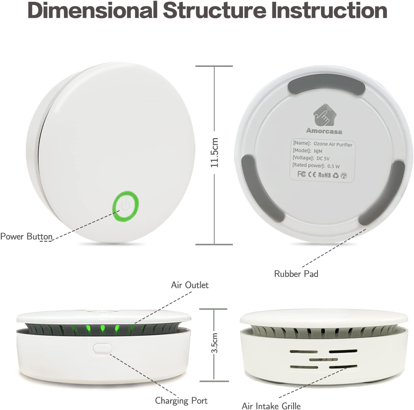 Olvoria | FreshAir Ozone Odor Eliminator – Portable Air Purifier for Smoke, Pet Odors & Household Smells
