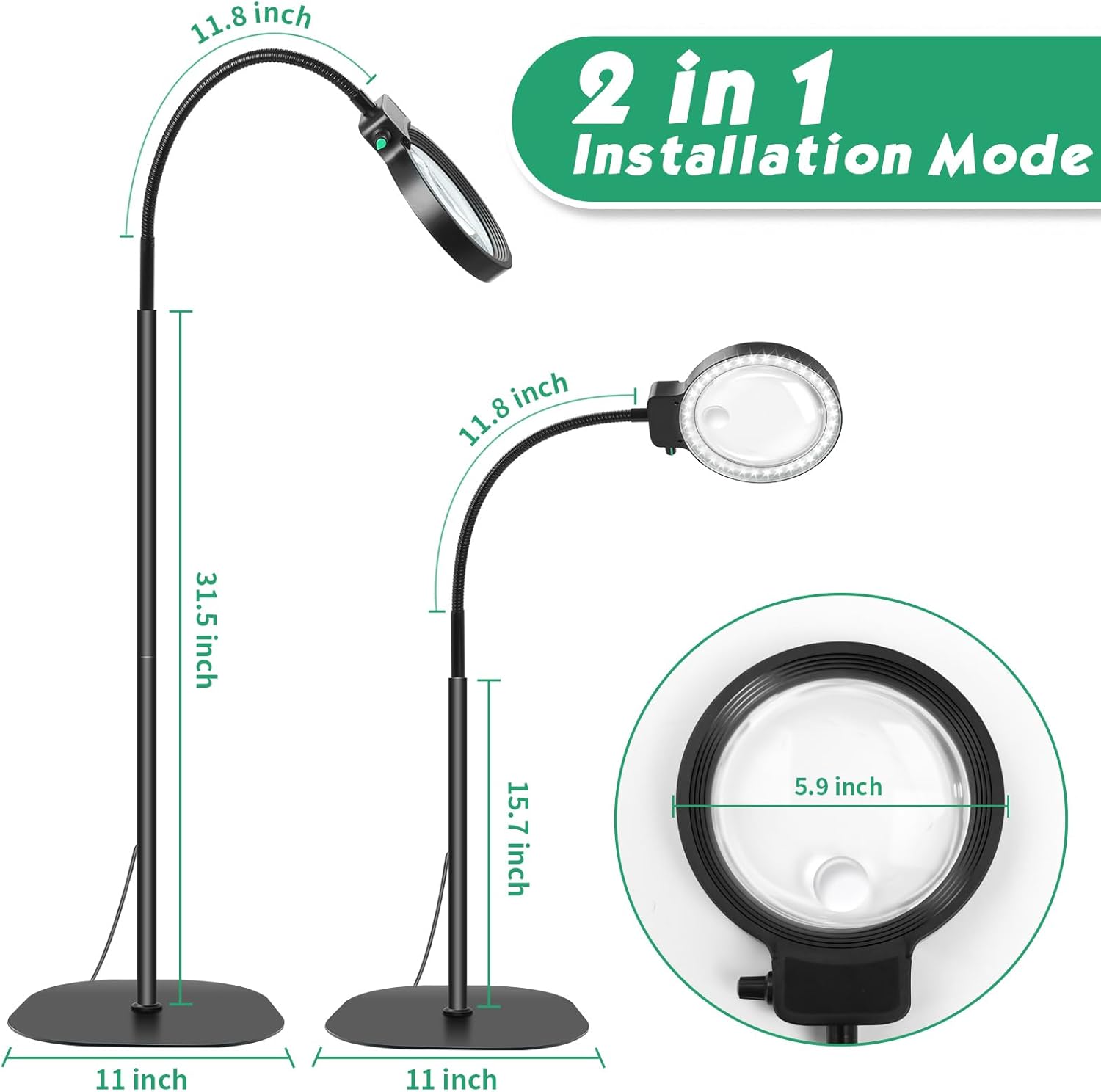 Olvoria | Full-Page Magnifying Glass with LED Light – Hands-Free Reading Aid for Books, Crafts & Hobbies