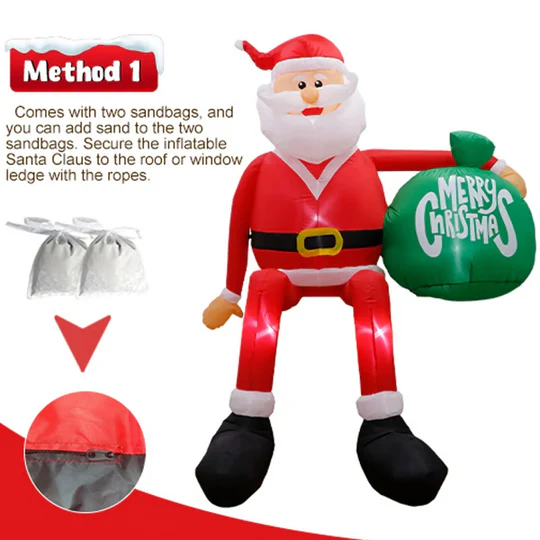 Olvoria | Giant 8FT LED Inflatable Climbing Santa | Premium, Waterproof Outdoor Christmas Decor