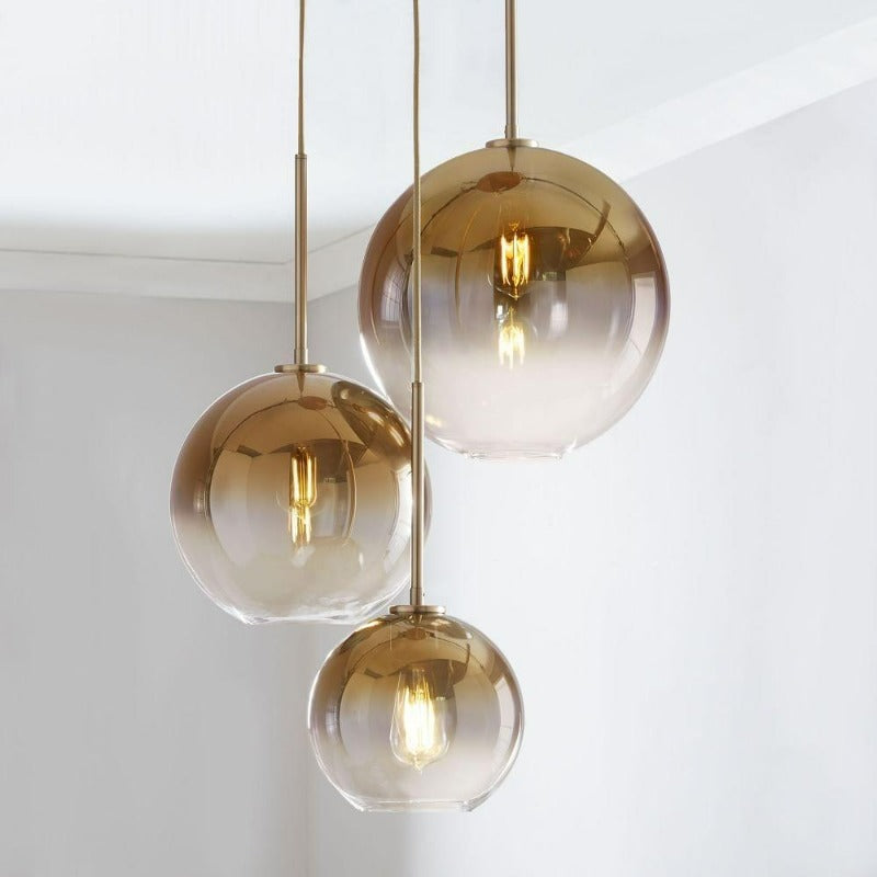 Olvoria | Glass Ball Pendant Light | Modern Brass Design