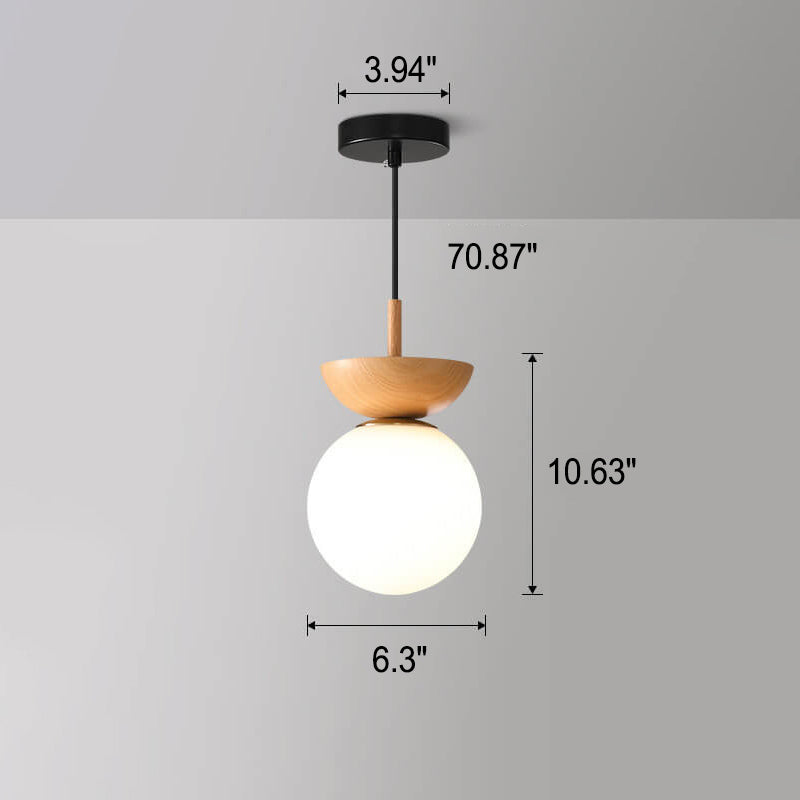 Olvoria | Glass Globe Ceiling Light | Wood Grain Design