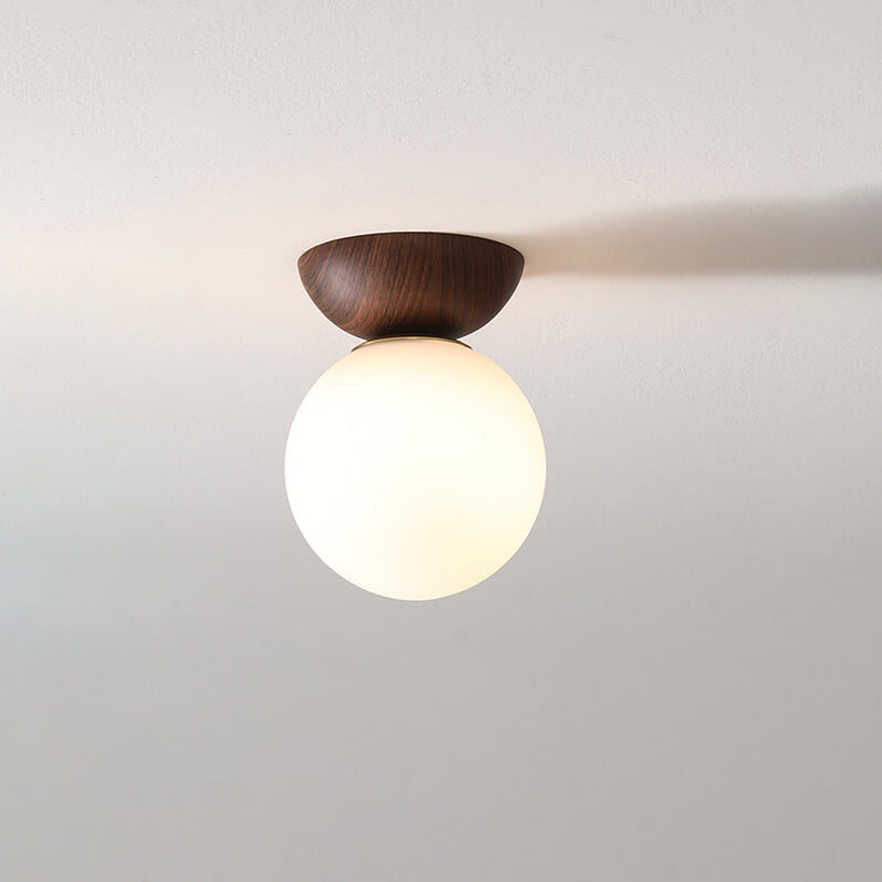 Olvoria | Glass Globe Ceiling Light | Wood Grain Design