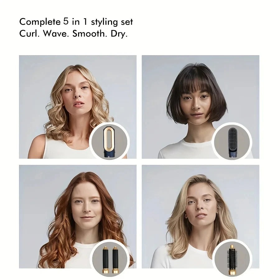 Olvoria | Glossify 5-in-1 Hair Styler | 1000W Hot Air Brush with Ionic Technology