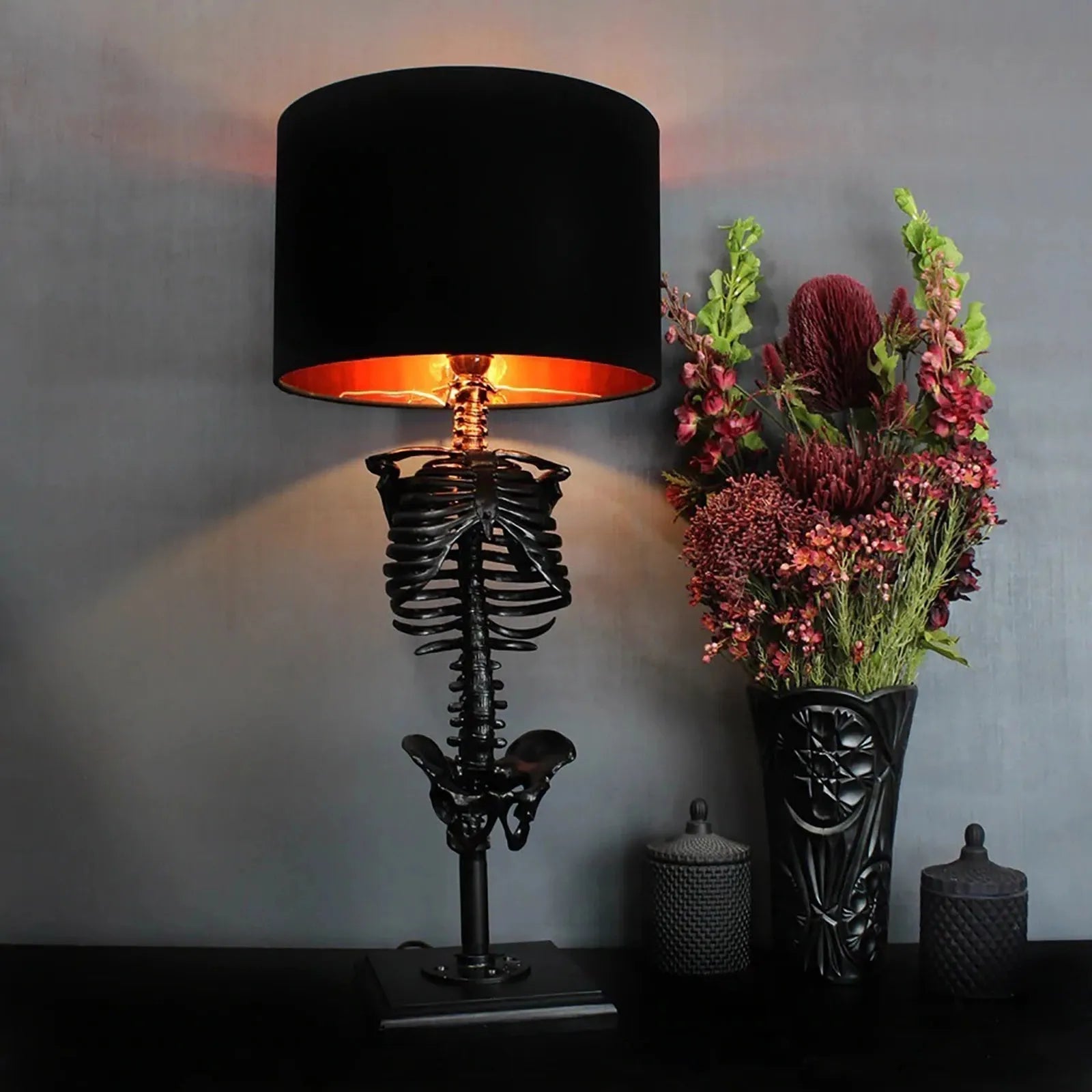 Olvoria | Gothic Skeleton Table Lamp | Handmade Art Design