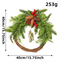 Ropiro | Couronne d’hiver bohème artisanale | Cloches, pommes de pin et baies | 43 cm | Intérieur/extérieur
