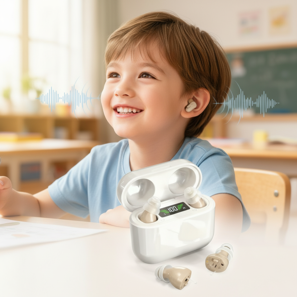 Olvoria | HearPro ITC Hearing Amplifier Set | Rechargeable | Intelligent Noise Cancellation | In-Ear Design (Discreet) | 20 Hours Battery Life | Includes Mobile Charging Case