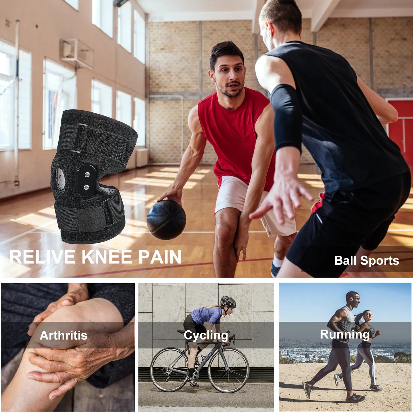 Olvoria | Hinged Knee Brace Adjustable Support with Hinges