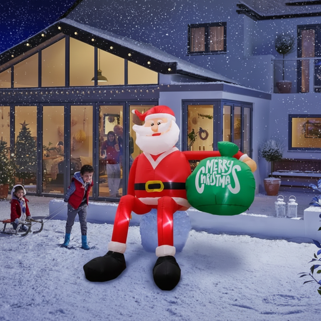 Olvoria | Inflatable LED Climbing Santa Claus | 2.4 m Tall | Outdoor