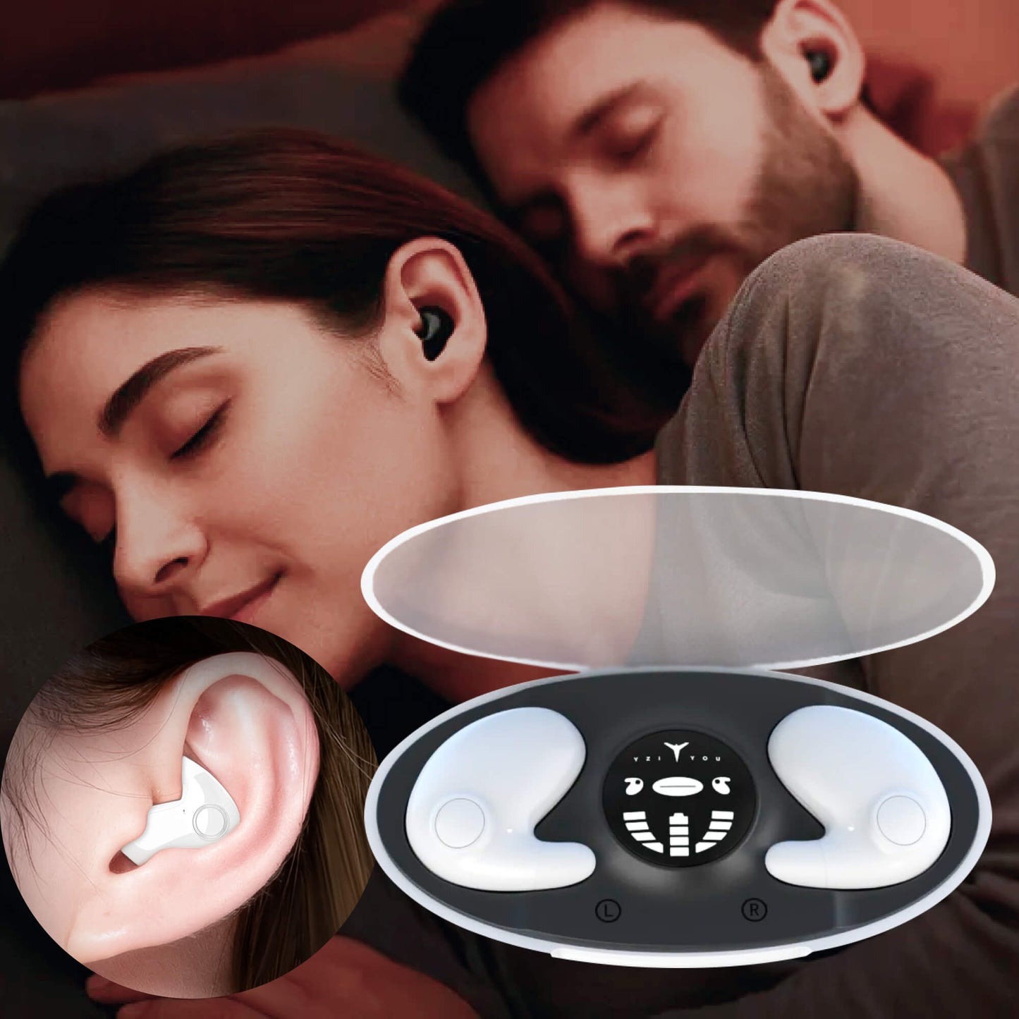 Olvoria | Invisible Wireless Sleep Headphones | IPX5 Waterproof, Bluetooth 5.3 for Comfortable Sleep and Relaxation