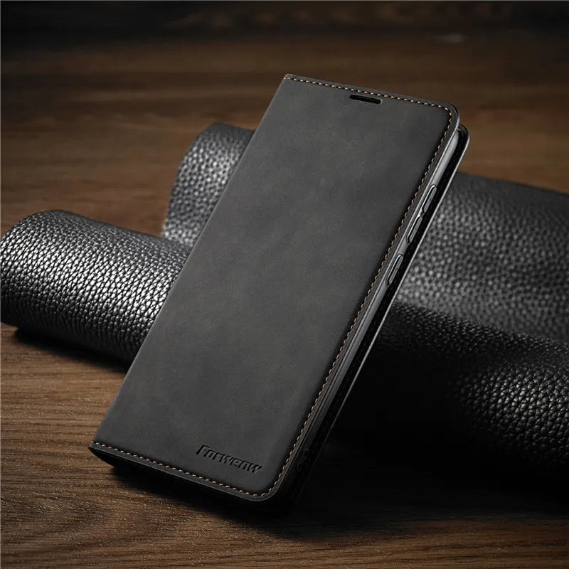 Olvoria | iPhone Case: Magnetic Leather Pouch for Stylish Protection