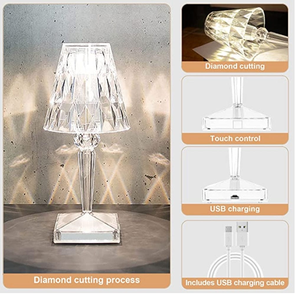 Olvoria | LED Crystal Table Lamp | Elegant Diamond Design