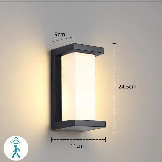 Olvoria | LED Outdoor Lamp with Motion Sensor, Rectangular Design
