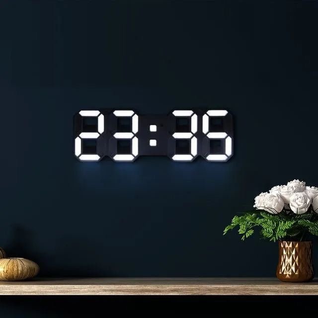 Olvoria | LumiSync 3D LED Wall Clock – Modern Digital Clock with Dimmable Lighting