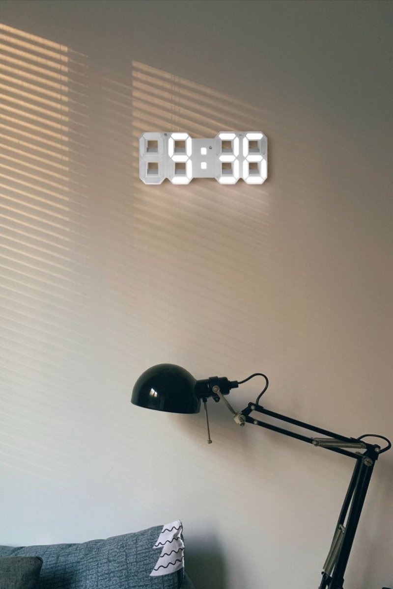 Olvoria | LumiSync 3D LED Wall Clock – Modern Digital Clock with Dimmable Lighting