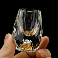 Olvoria | Verres de luxe en cristal avec flocons d’or – Faits main – Lot de 2 – Pour whisky et boissons premium