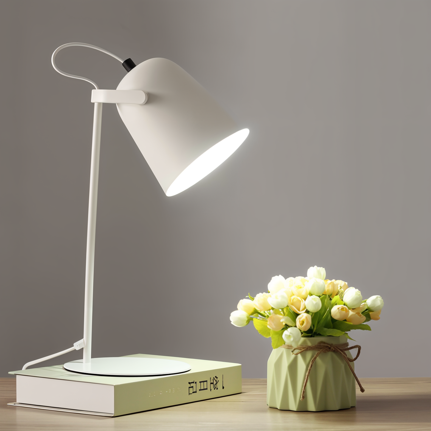 Olvoria | Macaron Table Lamp - Nordic Yellow Desk Lamp - Adjustable Lamp