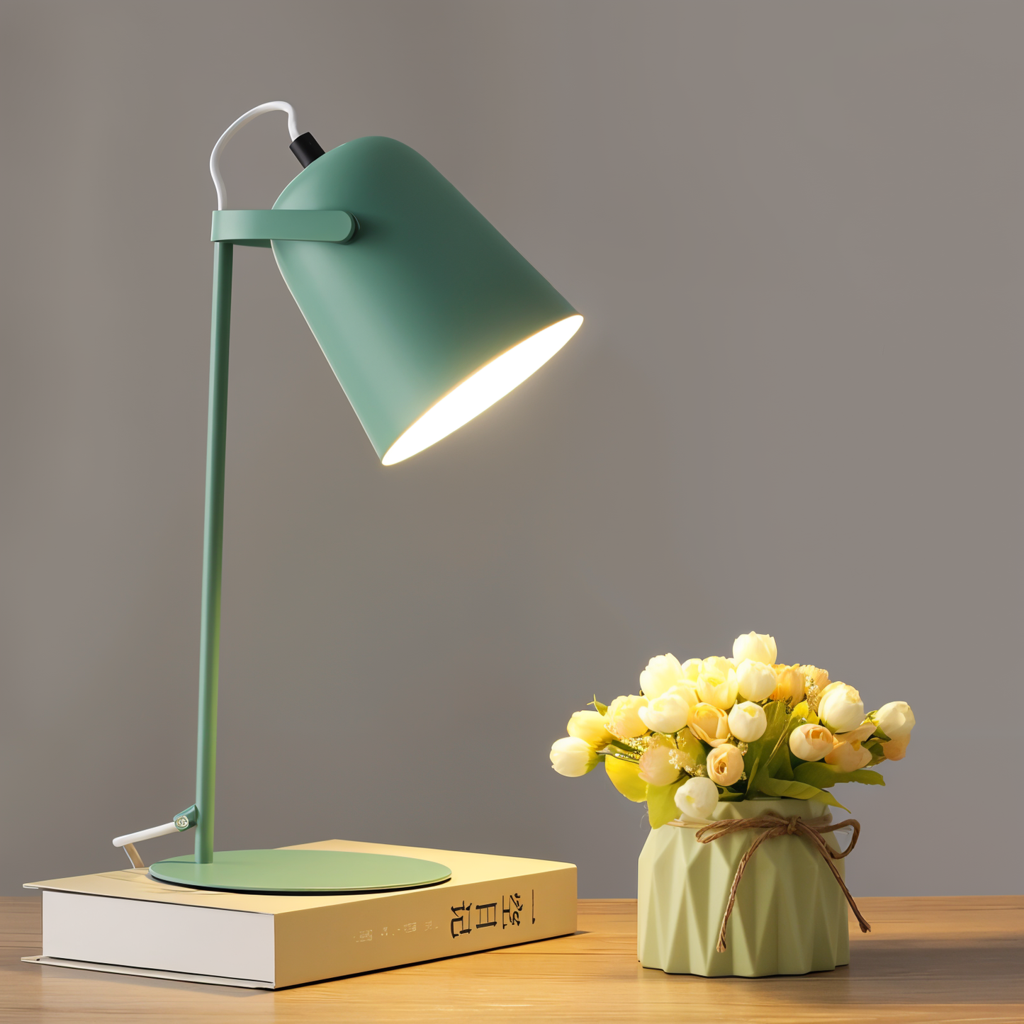 Olvoria | Macaron Table Lamp - Nordic Yellow Desk Lamp - Adjustable Lamp