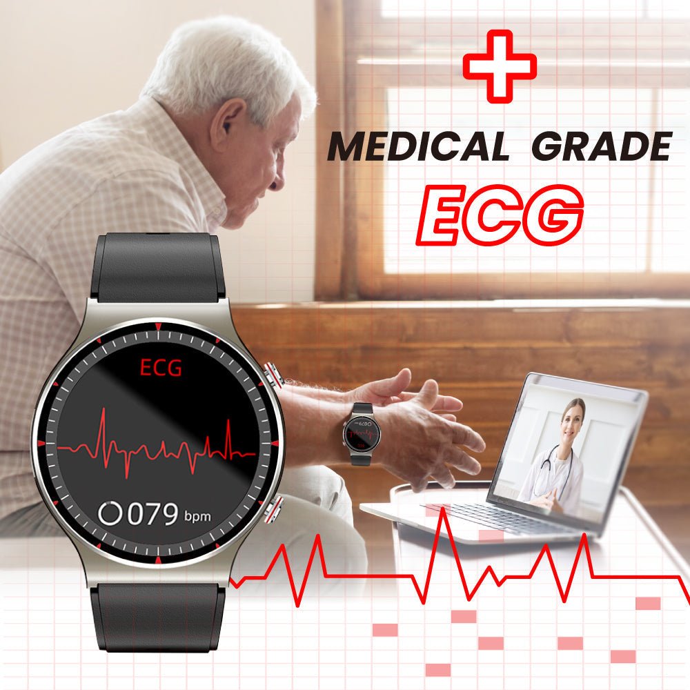Olvoria | Medical EKG Smartwatch | CFDA Certified | 512Hz High-Precision Biosensor | SpO2 & Heart Rate Monitoring | AI-Based Breathing Analysis | IP67 Waterproof