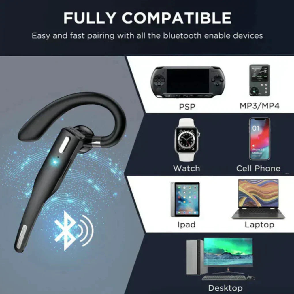 Olvoria | Men's Bluetooth 5.1 Earhook Headset with Noise Cancelling