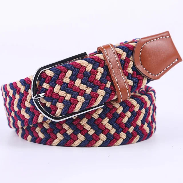 Olvoria | Men's Braided Elastic Belt with Metal Buckle