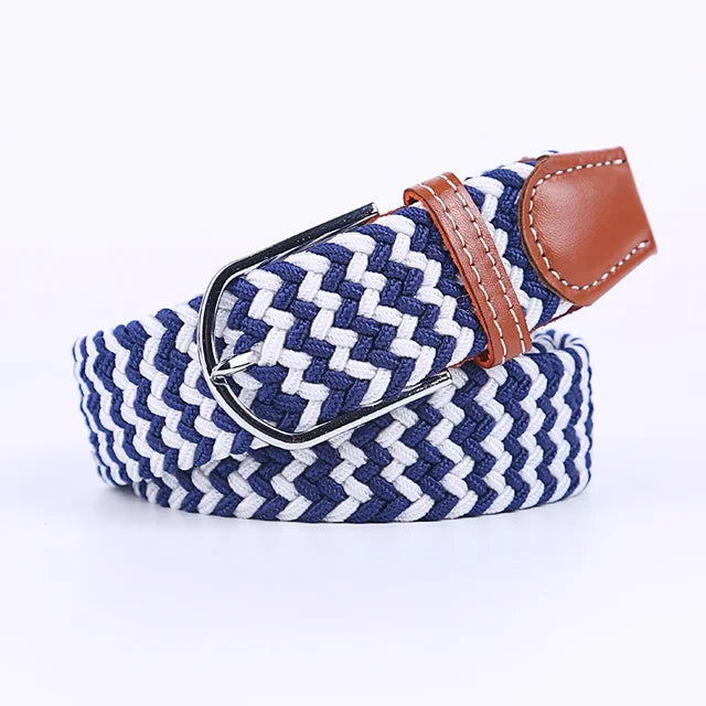 Olvoria | Men's Braided Elastic Belt with Metal Buckle
