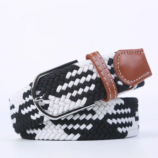 Olvoria | Men's Braided Elastic Belt with Metal Buckle