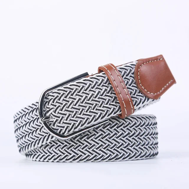 Olvoria | Men's Braided Elastic Belt with Metal Buckle