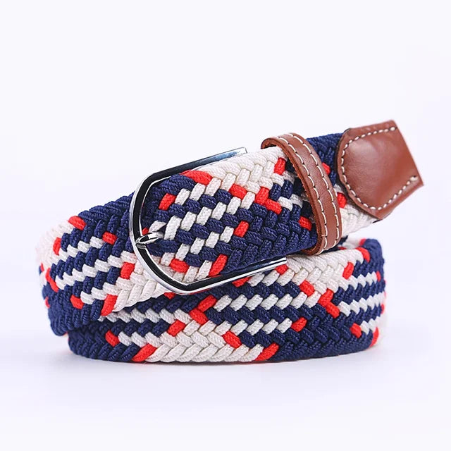 Olvoria | Men's Braided Elastic Belt with Metal Buckle