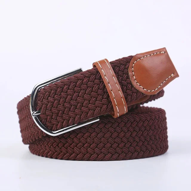 Olvoria | Men's Braided Elastic Belt with Metal Buckle