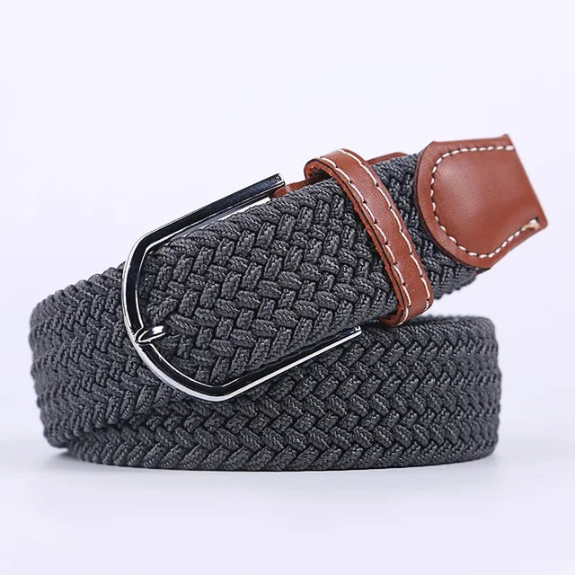 Olvoria | Men's Braided Elastic Belt with Metal Buckle