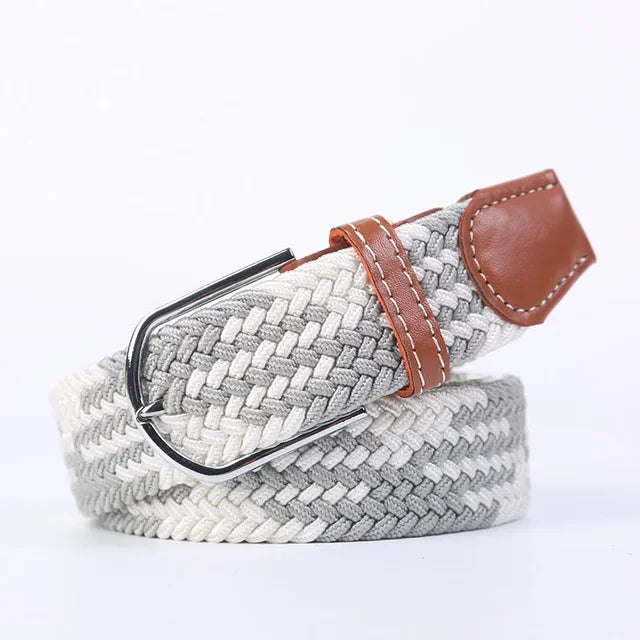 Olvoria | Men's Braided Elastic Belt with Metal Buckle