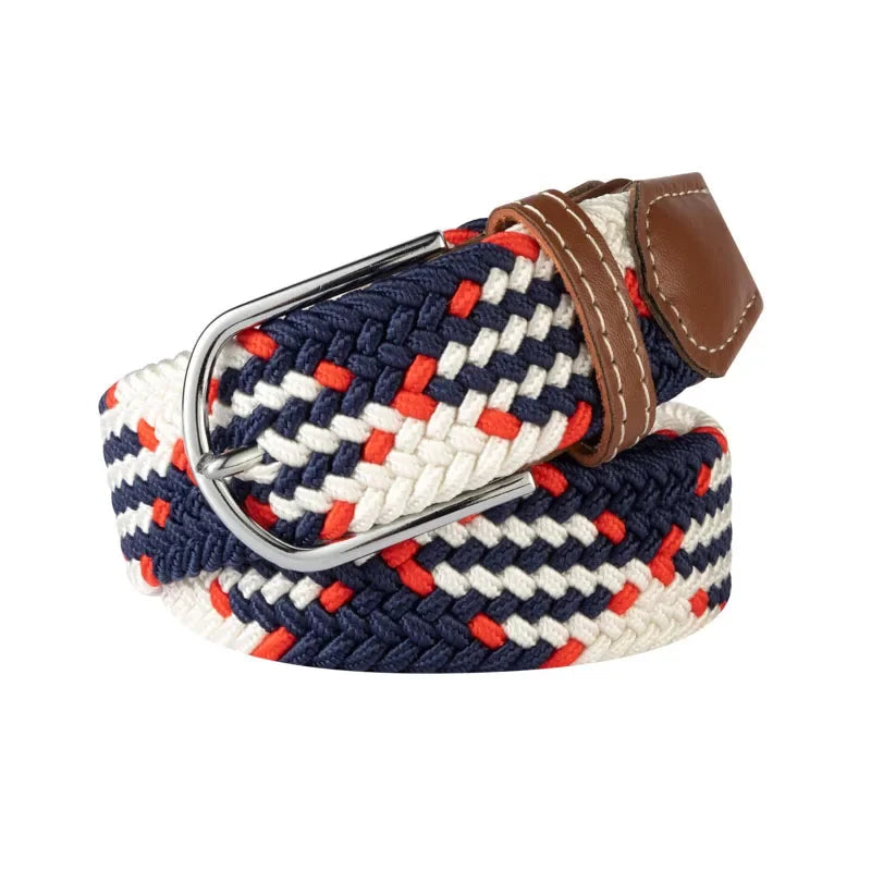 Olvoria | Men's Braided Elastic Belt with Metal Buckle