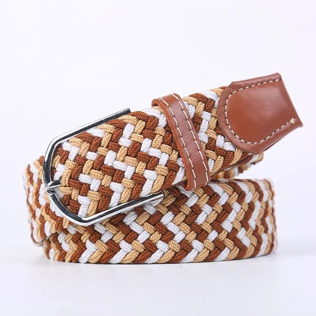 Olvoria | Men's Braided Elastic Belt with Metal Buckle