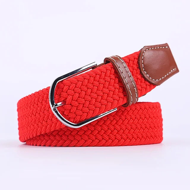 Olvoria | Men's Braided Elastic Belt with Metal Buckle