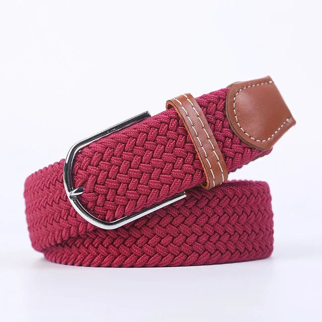 Olvoria | Men's Braided Elastic Belt with Metal Buckle