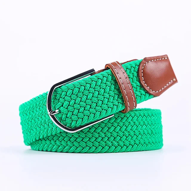 Olvoria | Men's Braided Elastic Belt with Metal Buckle