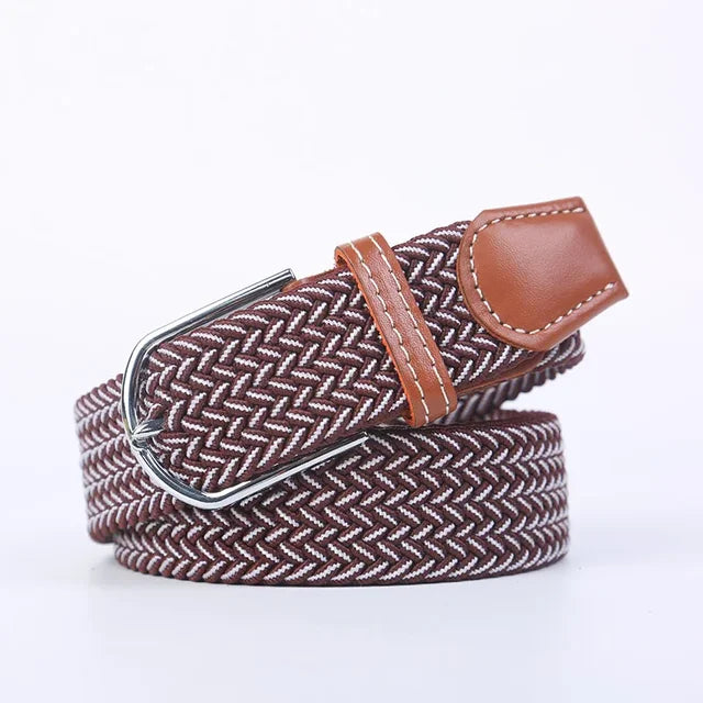 Olvoria | Men's Braided Elastic Belt with Metal Buckle