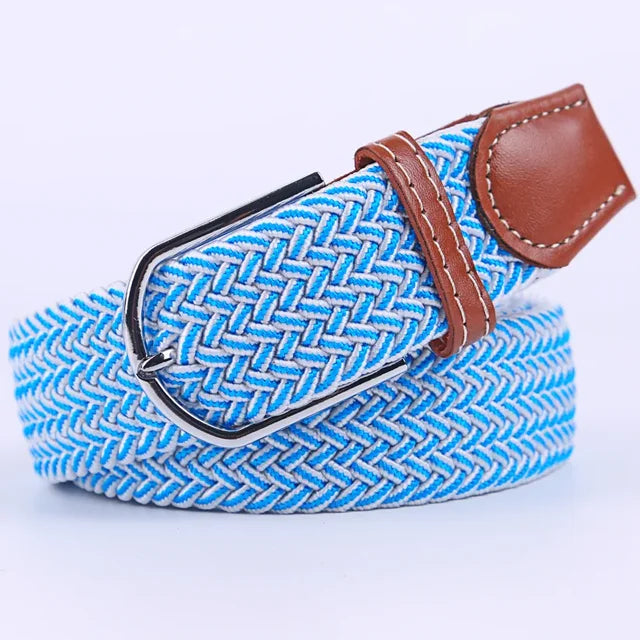 Olvoria | Men's Braided Elastic Belt with Metal Buckle