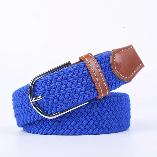 Olvoria | Men's Braided Elastic Belt with Metal Buckle