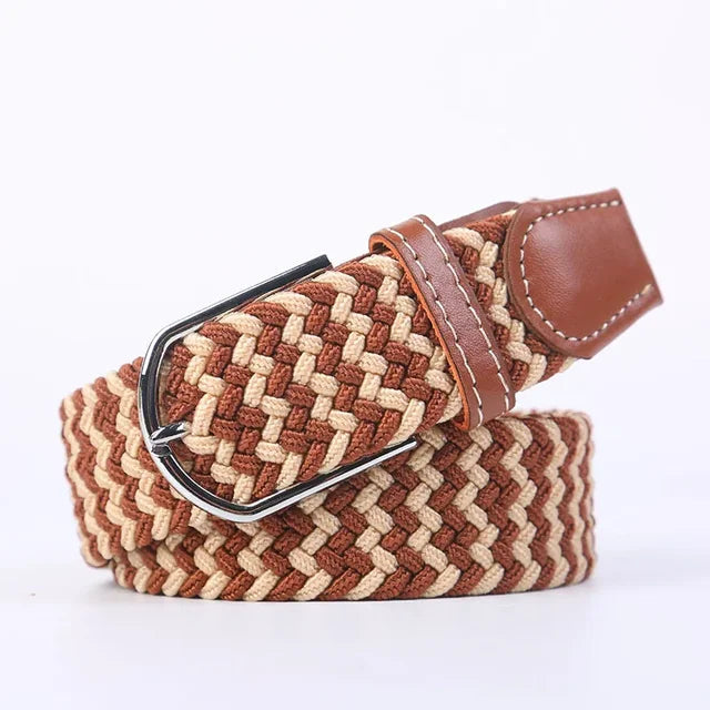 Olvoria | Men's Braided Elastic Belt with Metal Buckle