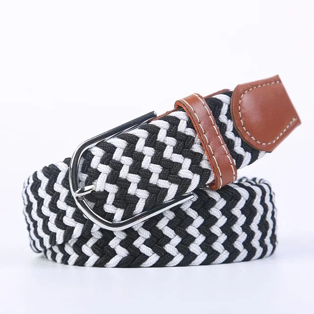 Olvoria | Men's Braided Elastic Belt with Metal Buckle