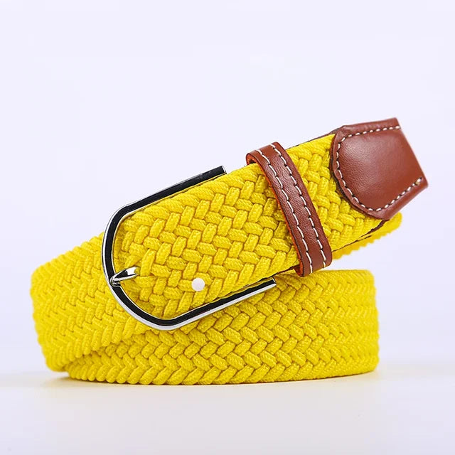 Olvoria | Men's Braided Elastic Belt with Metal Buckle