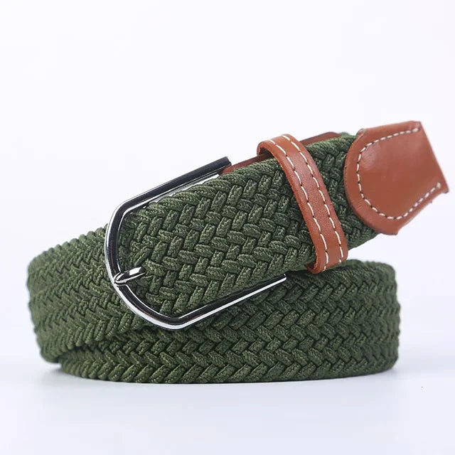Olvoria | Men's Braided Elastic Belt with Metal Buckle